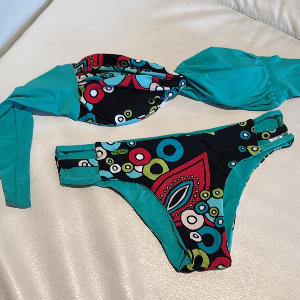 Attica Swimwear bikini top and bottom size small swimwear set bandeau cups